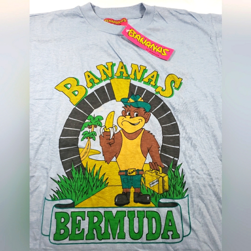 Vintage Bermuda Bananas Monkey Tourist T Shirt - Single Stitch Sz. M - NEW